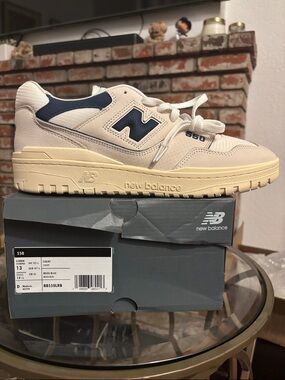 New Balance 550 Sneakers in Cream and Navy BB550LRB Men’s Size 13